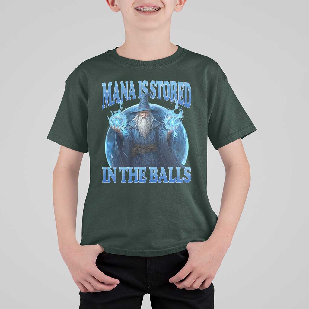 Funny Wizard T Shirt For Kid Mana is Stored in The Balls Magician Sorcerer Witcher - Wonder Print Shop