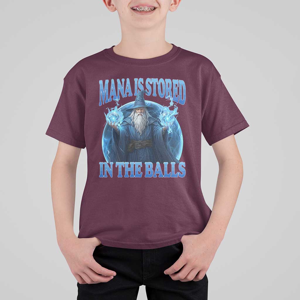Funny Wizard T Shirt For Kid Mana is Stored in The Balls Magician Sorcerer Witcher - Wonder Print Shop
