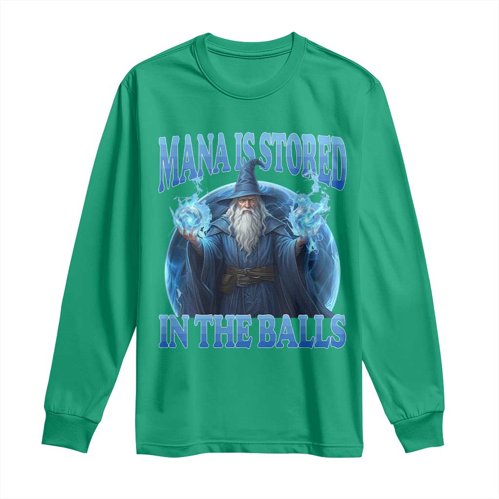 Funny Wizard Long Sleeve Shirt Mana is Stored in The Balls Magician Sorcerer Witcher - Wonder Print Shop