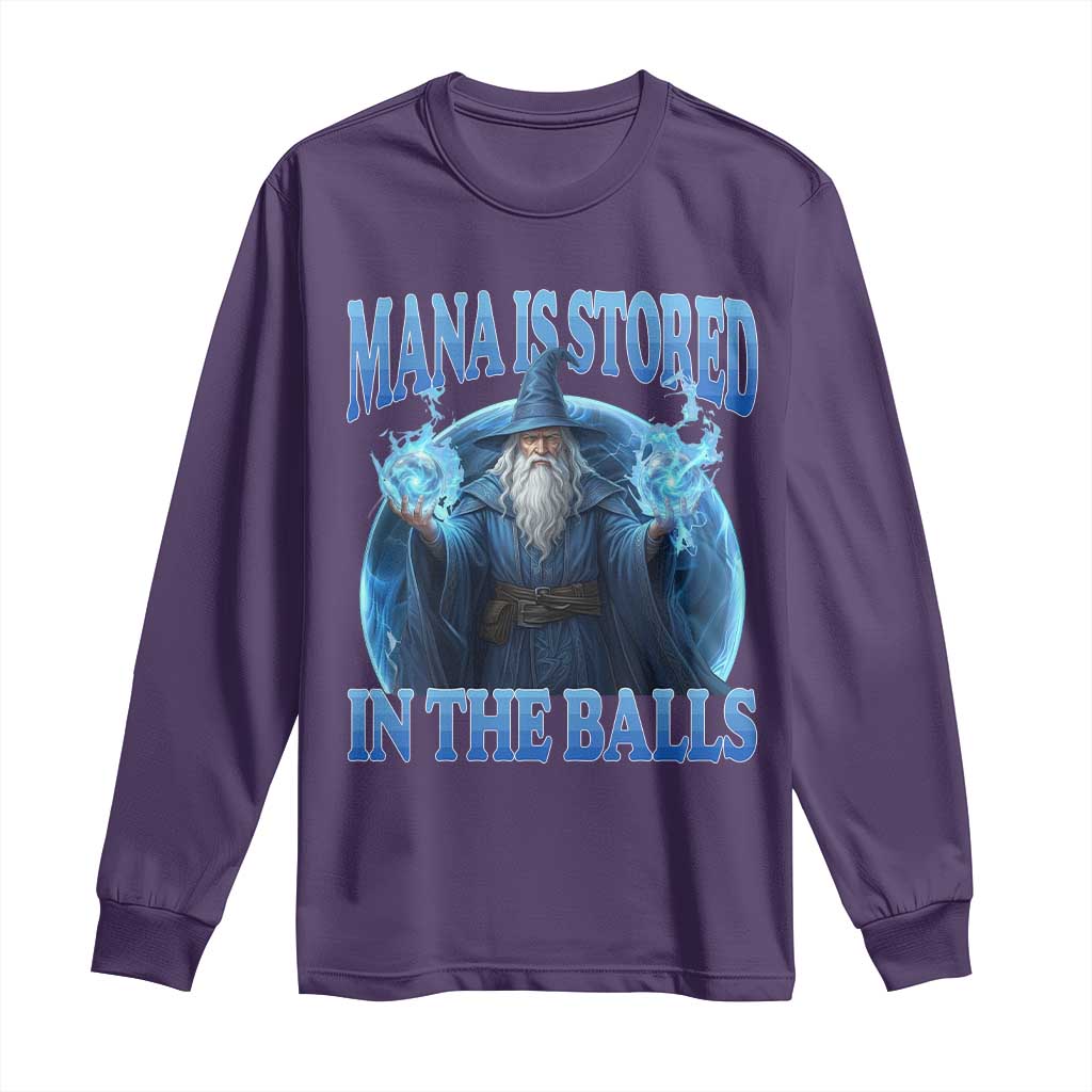 Funny Wizard Long Sleeve Shirt Mana is Stored in The Balls Magician Sorcerer Witcher - Wonder Print Shop