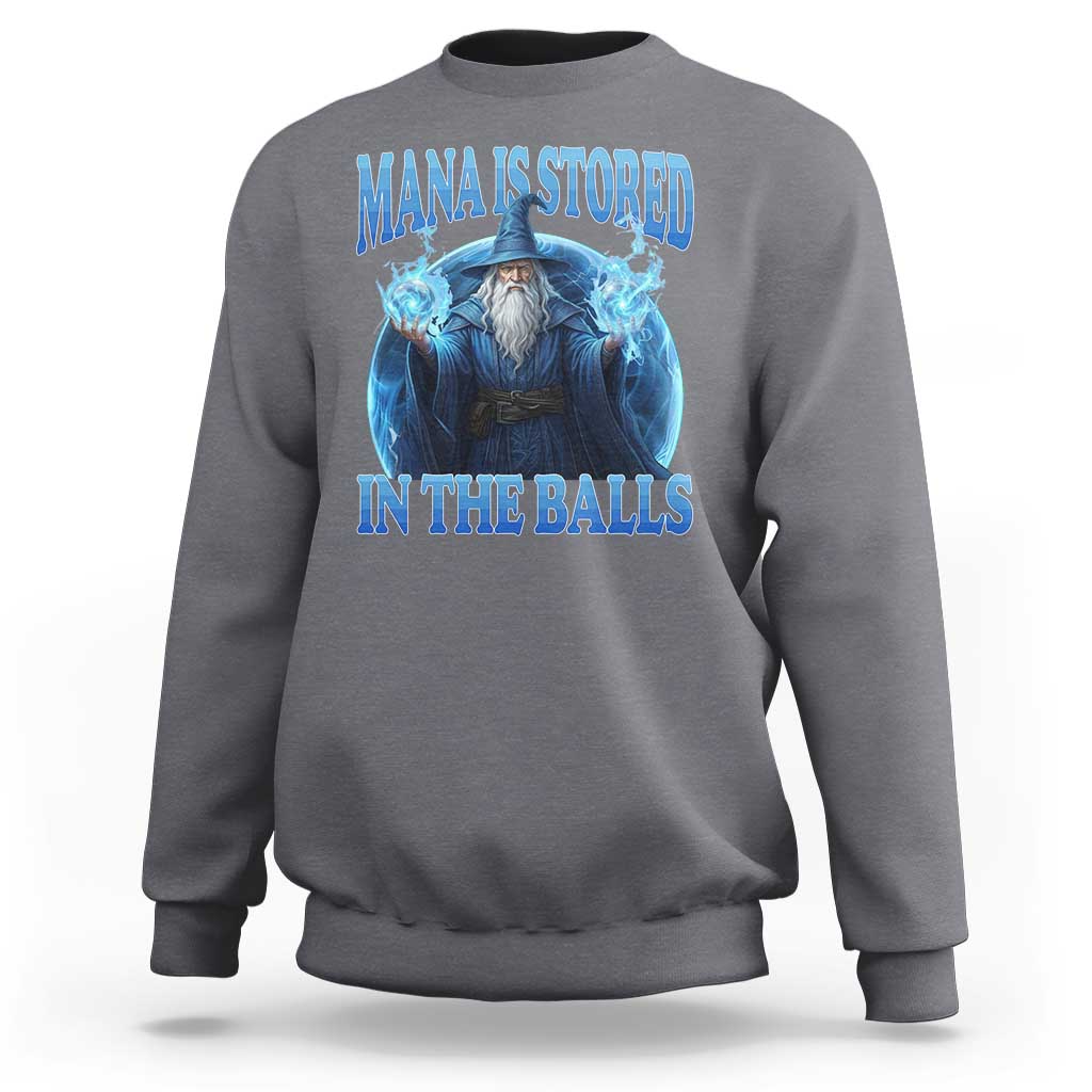 Funny Wizard Sweatshirt Mana is Stored in The Balls Magician Sorcerer Witcher - Wonder Print Shop
