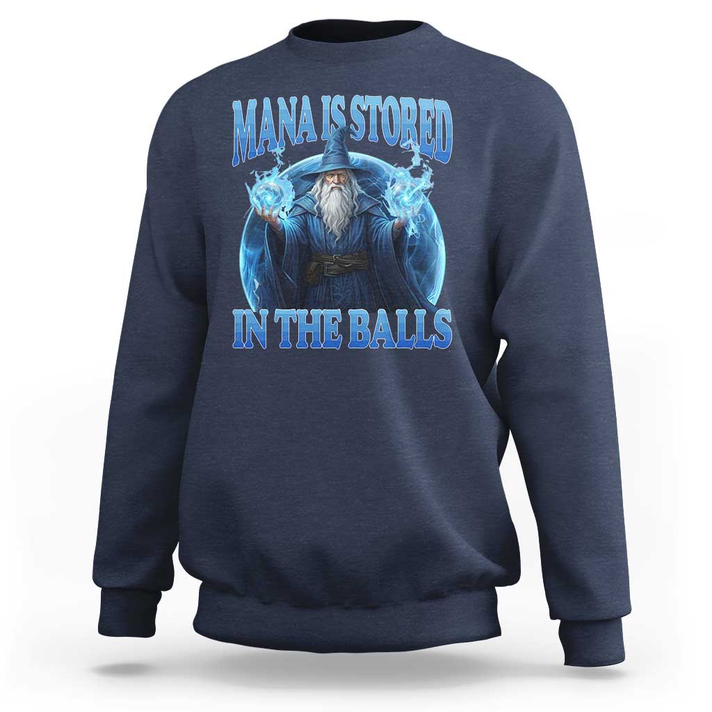 Funny Wizard Sweatshirt Mana is Stored in The Balls Magician Sorcerer Witcher - Wonder Print Shop