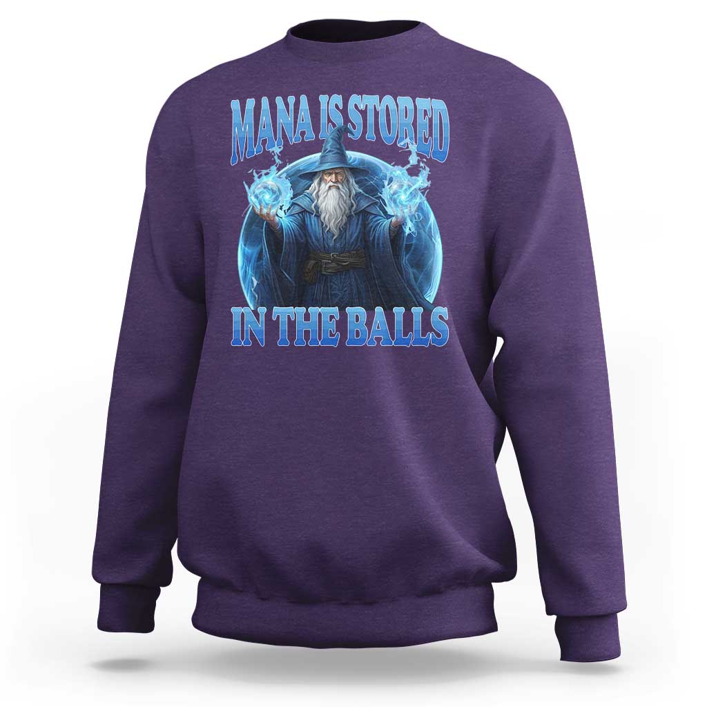 Funny Wizard Sweatshirt Mana is Stored in The Balls Magician Sorcerer Witcher - Wonder Print Shop