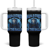 Funny Wizard Tumbler With Handle Mana is Stored in The Balls Magician Sorcerer Witcher - Wonder Print Shop