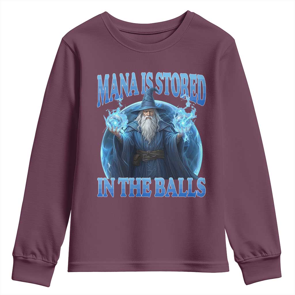 Funny Wizard Youth Sweatshirt Mana is Stored in The Balls Magician Sorcerer Witcher - Wonder Print Shop