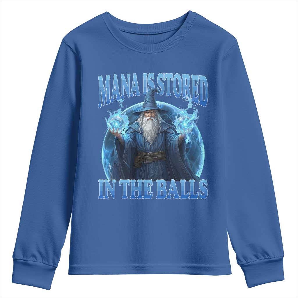 Funny Wizard Youth Sweatshirt Mana is Stored in The Balls Magician Sorcerer Witcher - Wonder Print Shop