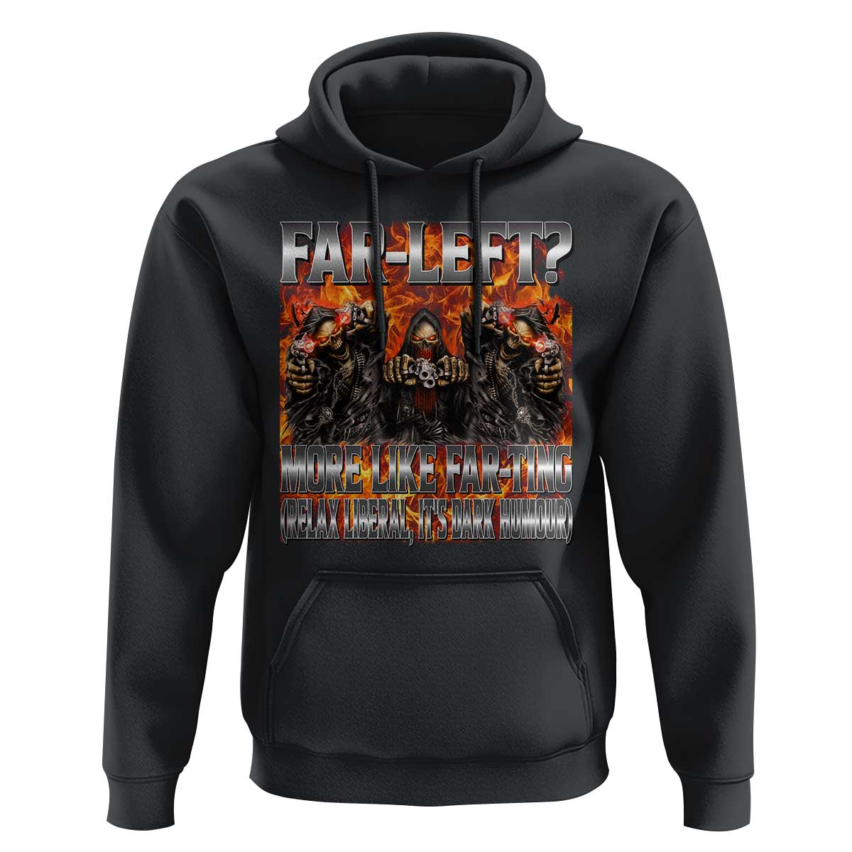 Funny Hard Skeleton Meme Bootleg Hoodie Far Left? More Like Farting - Wonder Print Shop