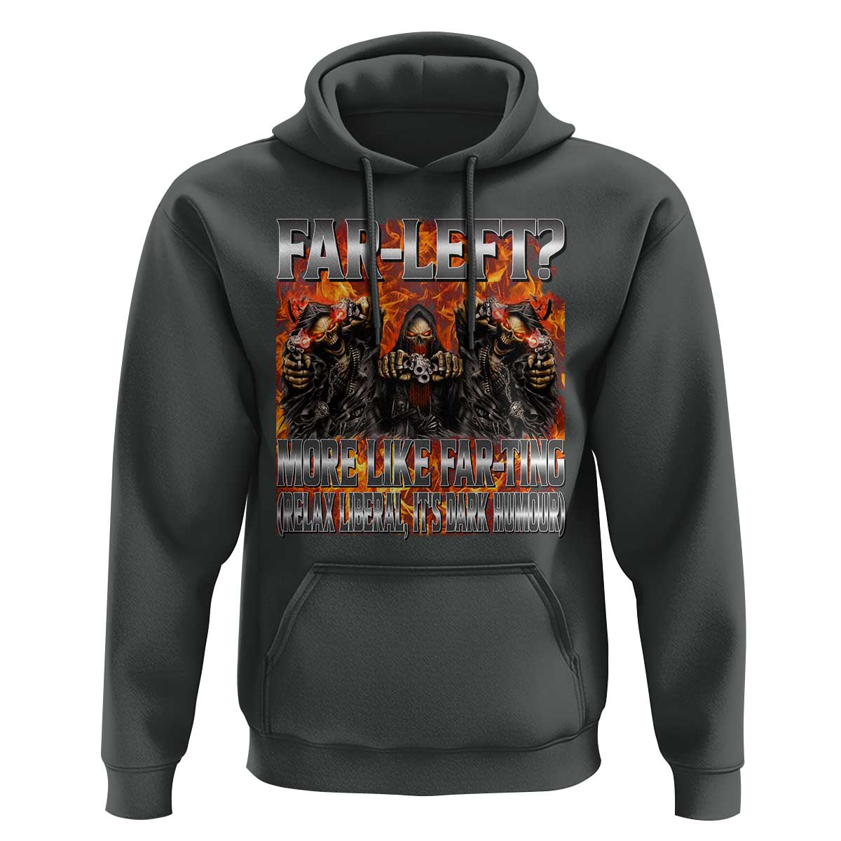 Funny Hard Skeleton Meme Bootleg Hoodie Far Left? More Like Farting - Wonder Print Shop