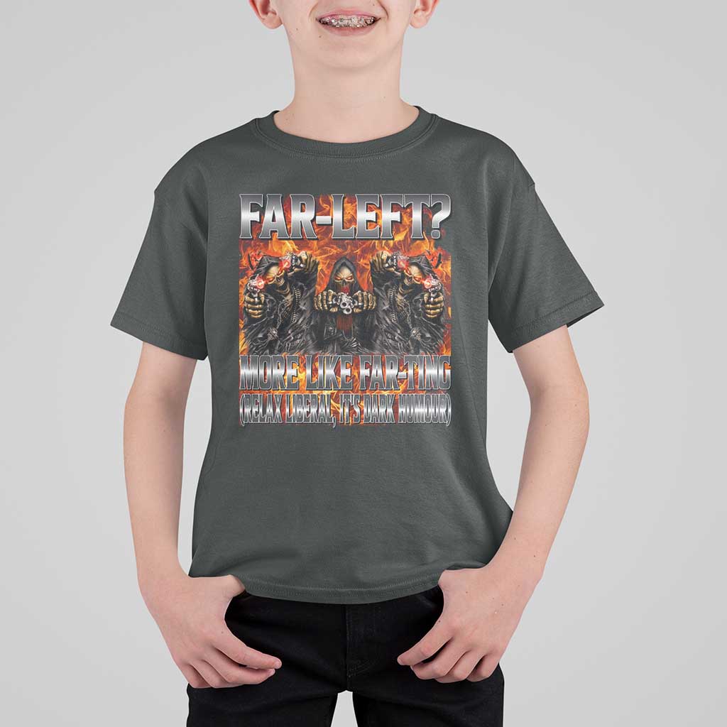 Funny Hard Skeleton Meme Bootleg T Shirt For Kid Far Left? More Like Farting - Wonder Print Shop