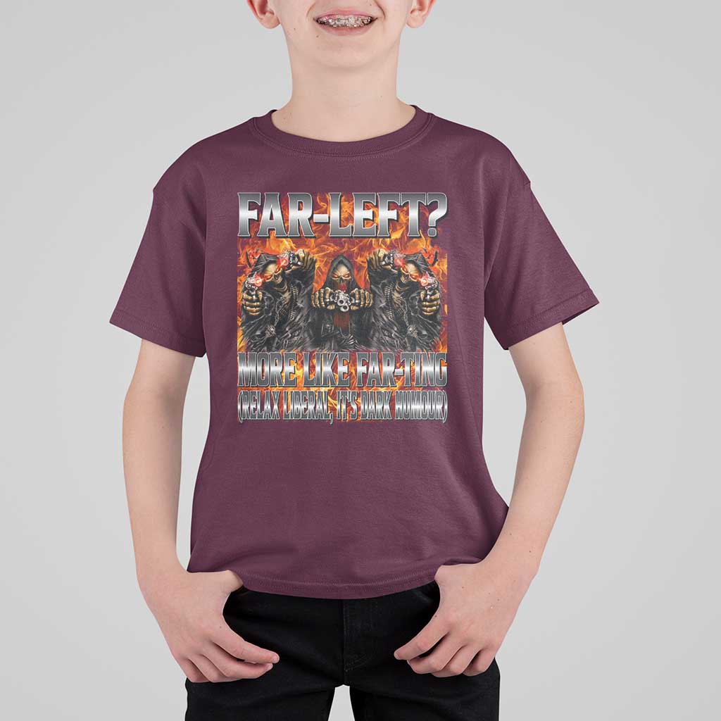 Funny Hard Skeleton Meme Bootleg T Shirt For Kid Far Left? More Like Farting - Wonder Print Shop