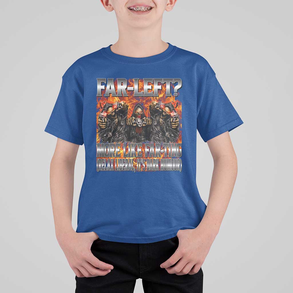 Funny Hard Skeleton Meme Bootleg T Shirt For Kid Far Left? More Like Farting - Wonder Print Shop