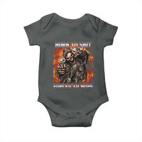 Funny Evil Skeleton Meme Baby Onesie Born to Shit Forced to Wipe - Wonder Print Shop