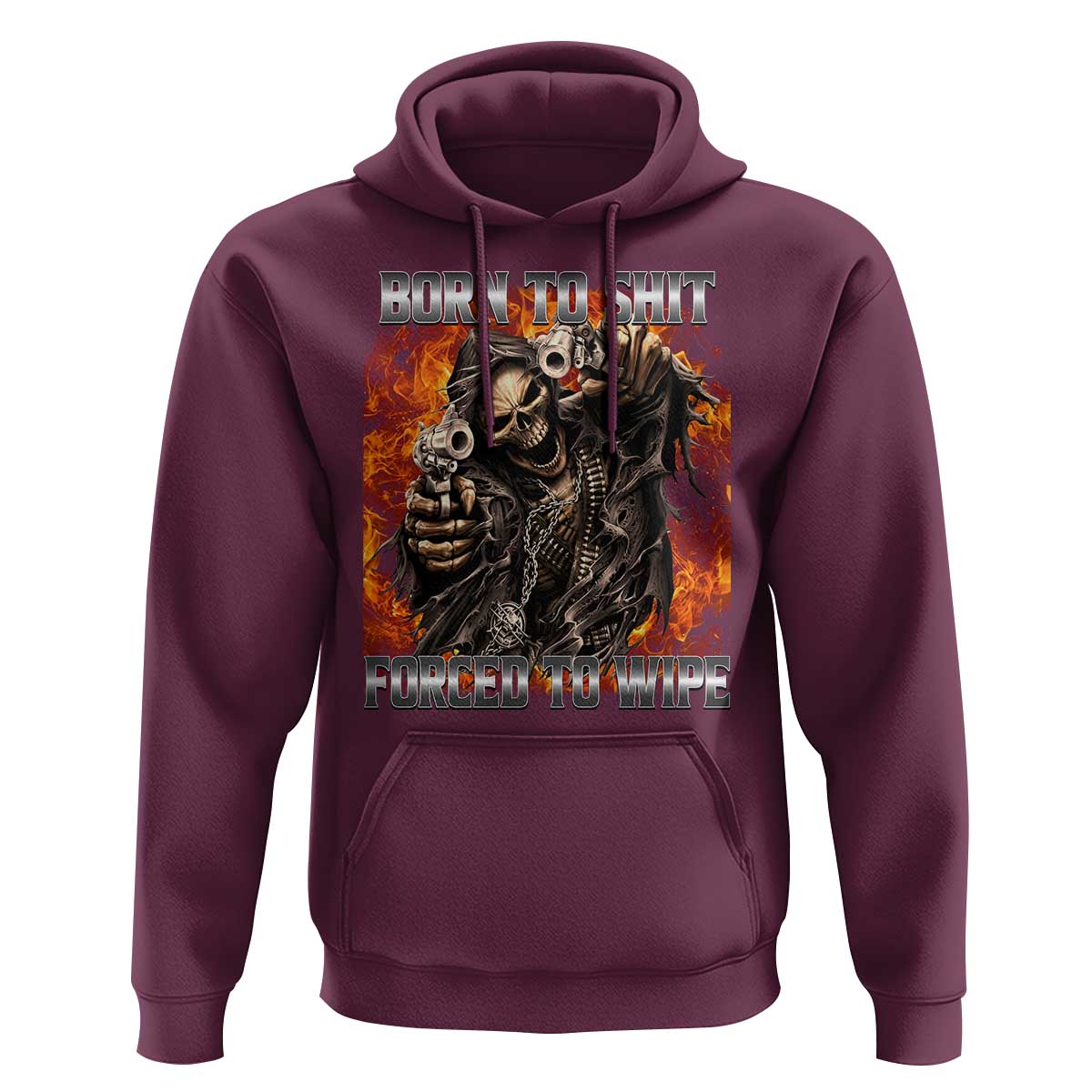 Funny Evil Skeleton Meme Hoodie Born to Shit Forced to Wipe - Wonder Print Shop