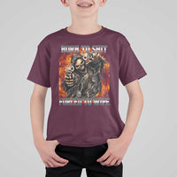 Funny Evil Skeleton Meme T Shirt For Kid Born to Shit Forced to Wipe - Wonder Print Shop