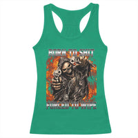 Funny Evil Skeleton Meme Racerback Tank Top Born to Shit Forced to Wipe - Wonder Print Shop