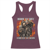 Funny Evil Skeleton Meme Racerback Tank Top Born to Shit Forced to Wipe - Wonder Print Shop