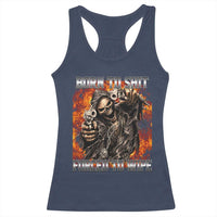 Funny Evil Skeleton Meme Racerback Tank Top Born to Shit Forced to Wipe - Wonder Print Shop