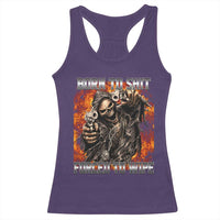 Funny Evil Skeleton Meme Racerback Tank Top Born to Shit Forced to Wipe - Wonder Print Shop