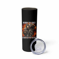 Funny Evil Skeleton Meme Skinny Tumbler Born to Shit Forced to Wipe - Wonder Print Shop