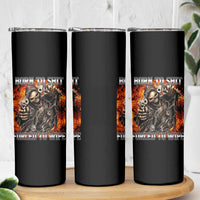 Funny Evil Skeleton Meme Skinny Tumbler Born to Shit Forced to Wipe - Wonder Print Shop