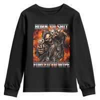 Funny Evil Skeleton Meme Youth Sweatshirt Born to Shit Forced to Wipe - Wonder Print Shop