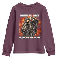 Funny Evil Skeleton Meme Youth Sweatshirt Born to Shit Forced to Wipe - Wonder Print Shop