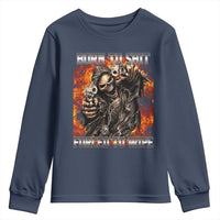 Funny Evil Skeleton Meme Youth Sweatshirt Born to Shit Forced to Wipe - Wonder Print Shop