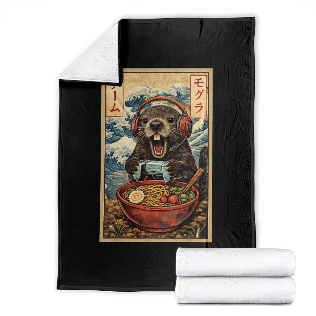 Cute Kawaii Gamer Groundhog Throw Blanket Funny Japanese Ramen Anime Otaku Fan Gift - Wonder Print Shop