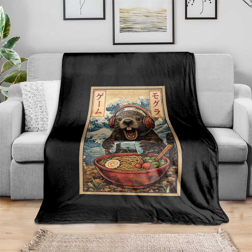 Cute Kawaii Gamer Groundhog Throw Blanket Funny Japanese Ramen Anime Otaku Fan Gift - Wonder Print Shop