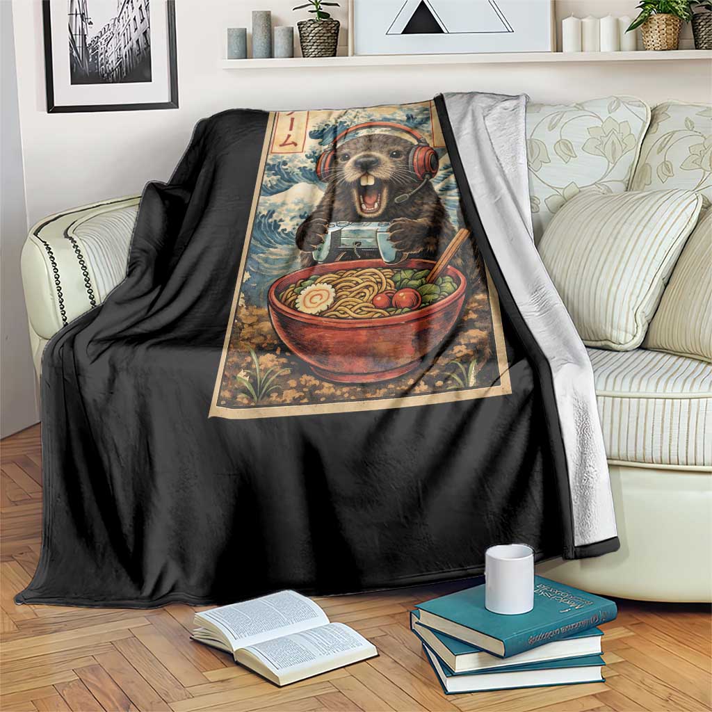 Cute Kawaii Gamer Groundhog Throw Blanket Funny Japanese Ramen Anime Otaku Fan Gift - Wonder Print Shop