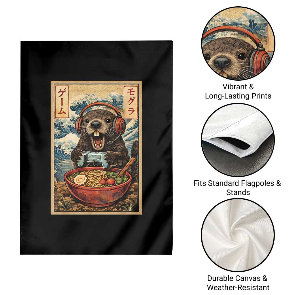 Cute Kawaii Gamer Groundhog Garden Flag Funny Japanese Ramen Anime Otaku Fan Gift - Wonder Print Shop