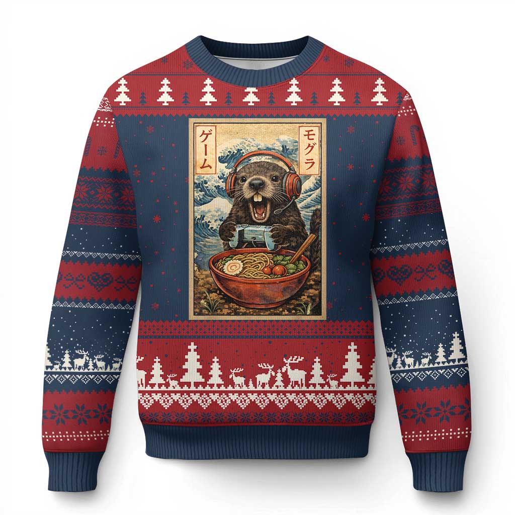 Cute Kawaii Gamer Groundhog Ugly Christmas Sweater Funny Japanese Ramen Anime Otaku Fan Gift - Wonder Print Shop