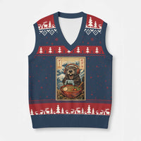 Cute Kawaii Gamer Groundhog V-Neck Knit Sweater Vest Funny Japanese Ramen Anime Otaku Fan Gift - Wonder Print Shop