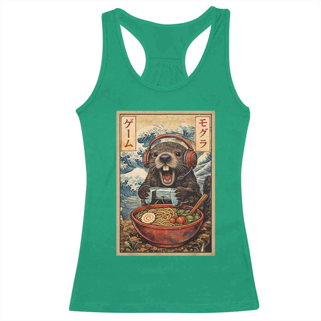 Cute Kawaii Gamer Groundhog Racerback Tank Top Funny Japanese Ramen Anime Otaku Fan Gift - Wonder Print Shop