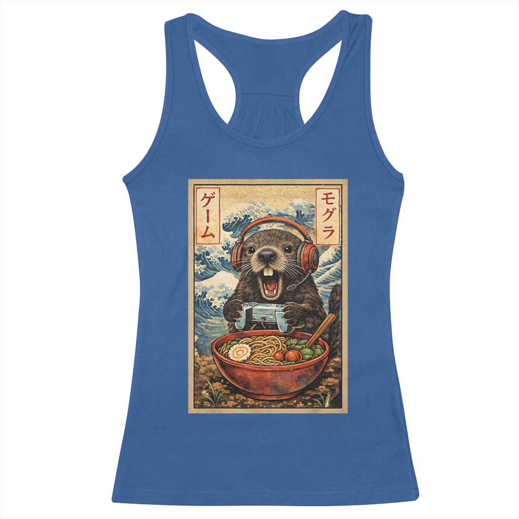 Cute Kawaii Gamer Groundhog Racerback Tank Top Funny Japanese Ramen Anime Otaku Fan Gift - Wonder Print Shop