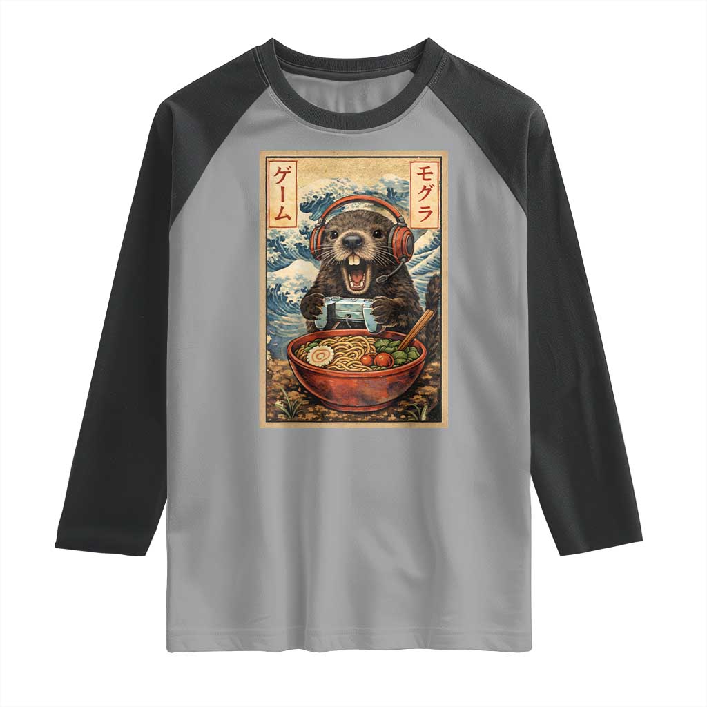Cute Kawaii Gamer Groundhog Raglan Shirt Funny Japanese Ramen Anime Otaku Fan Gift - Wonder Print Shop
