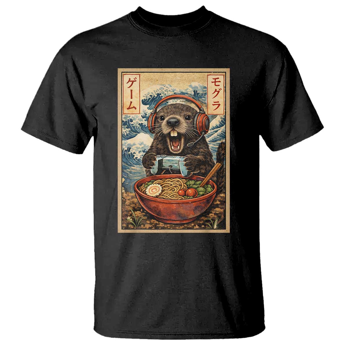Cute Kawaii Gamer Groundhog T Shirt Funny Japanese Ramen Anime Otaku Fan Gift - Wonder Print Shop