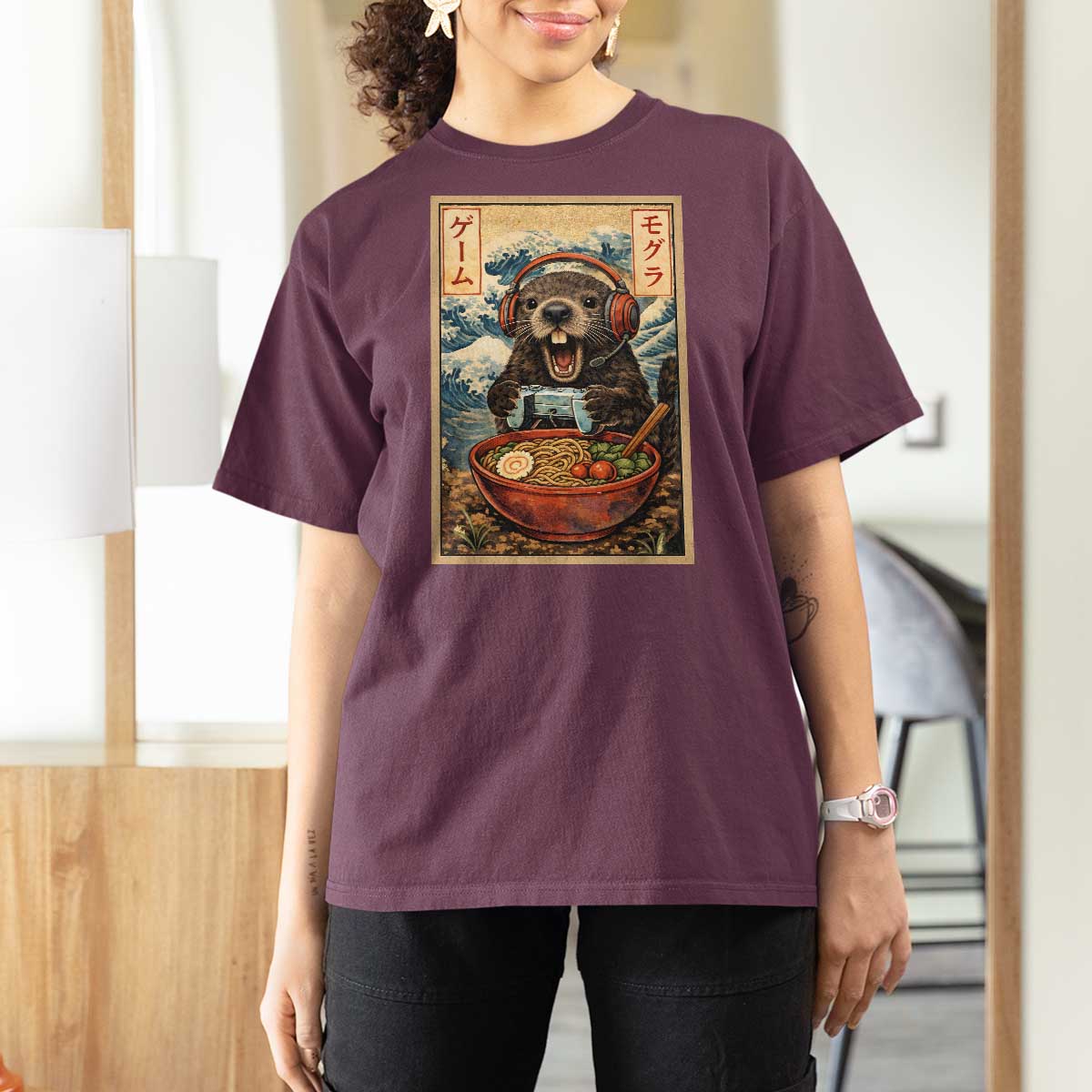 Cute Kawaii Gamer Groundhog T Shirt For Women Funny Japanese Ramen Anime Otaku Fan Gift - Wonder Print Shop