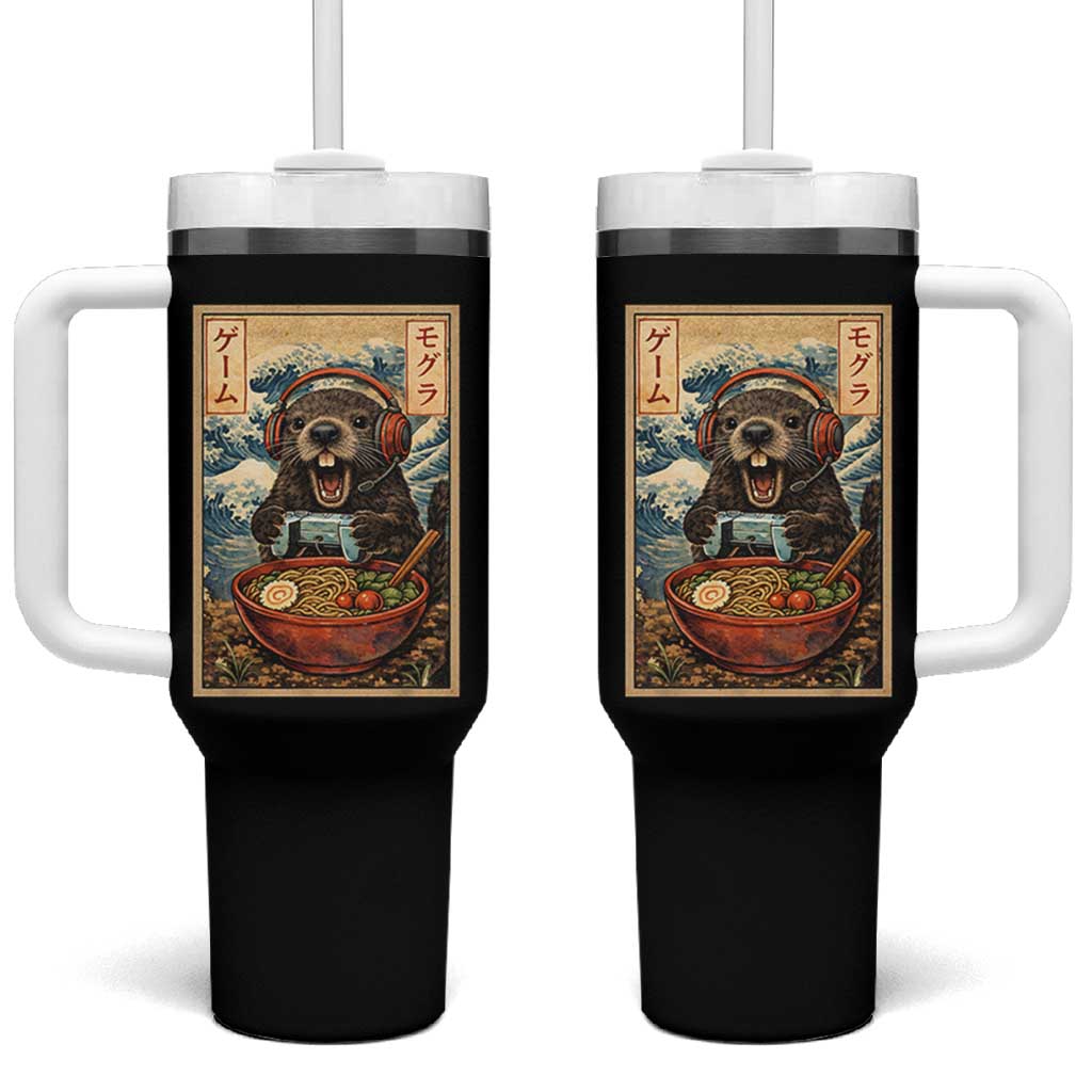Cute Kawaii Gamer Groundhog Tumbler With Handle Funny Japanese Ramen Anime Otaku Fan Gift - Wonder Print Shop