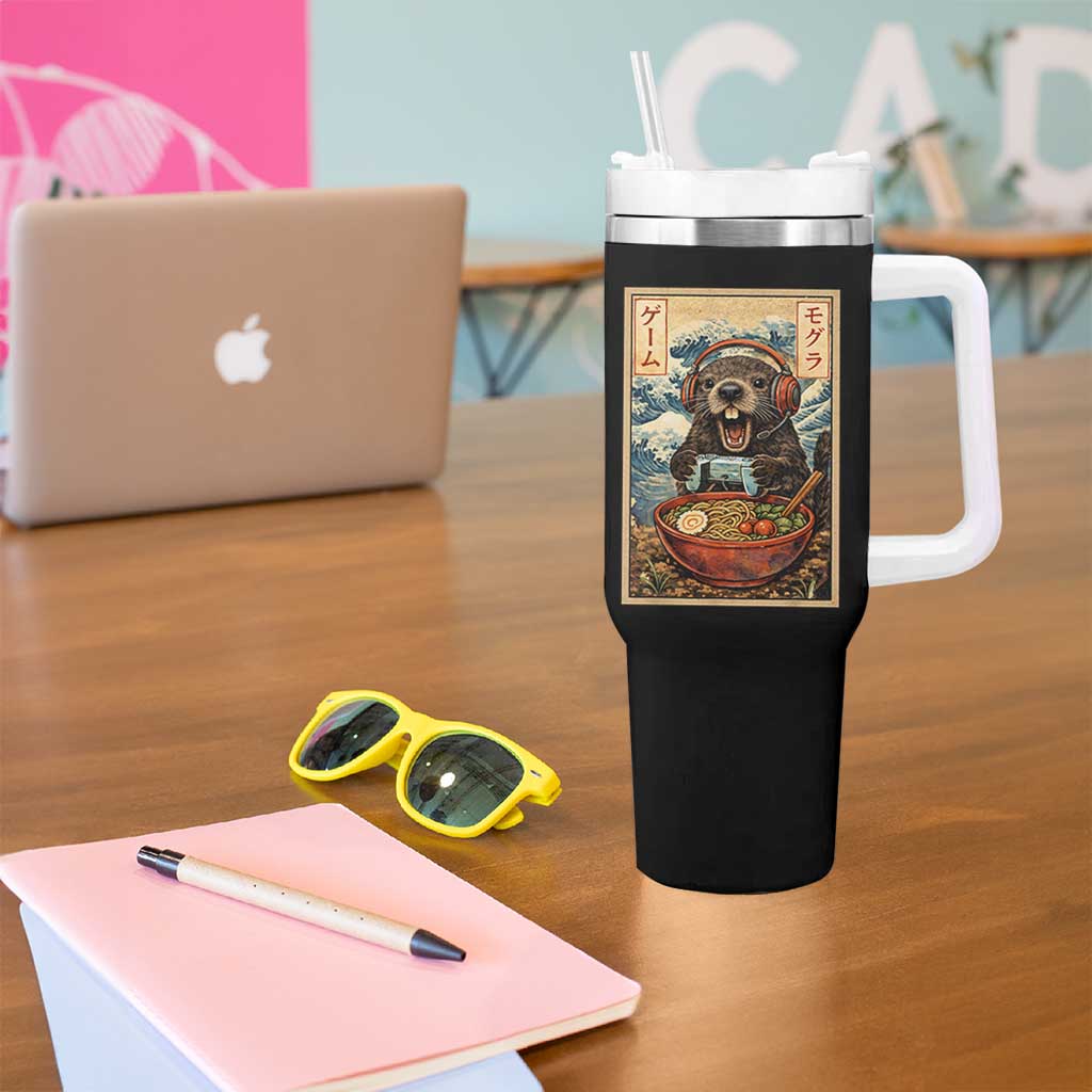 Cute Kawaii Gamer Groundhog Tumbler With Handle Funny Japanese Ramen Anime Otaku Fan Gift - Wonder Print Shop