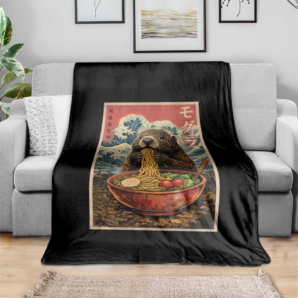 Japanese Groundhog Ramen Noodles Throw Blanket Funny Kawaii Anime - Wonder Print Shop