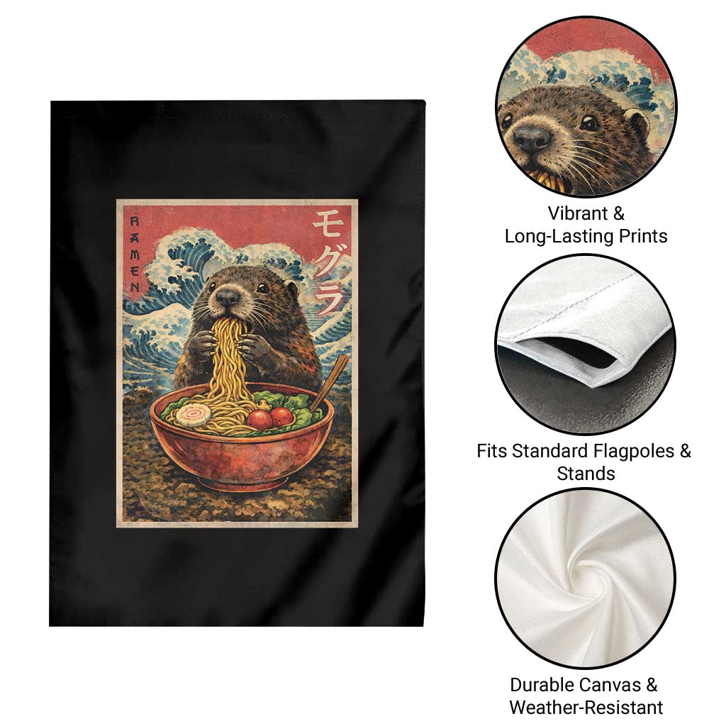 Japanese Groundhog Ramen Noodles Garden Flag Funny Kawaii Anime - Wonder Print Shop