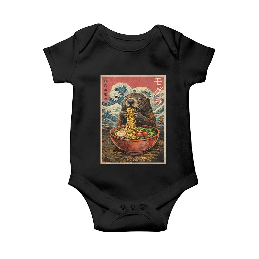 Japanese Groundhog Ramen Noodles Baby Onesie Funny Kawaii Anime - Wonder Print Shop