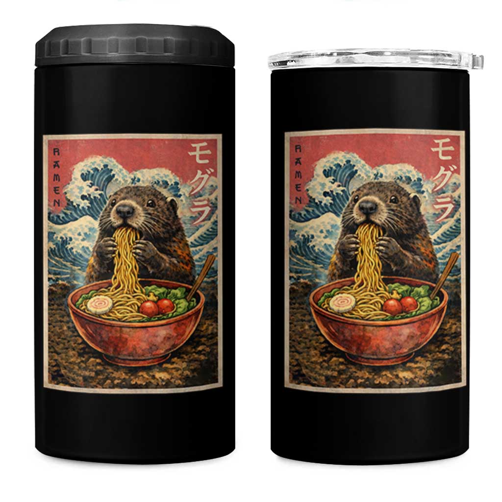 Japanese Groundhog Ramen Noodles 4 in 1 Can Cooler Tumbler Funny Kawaii Anime - Wonder Print Shop