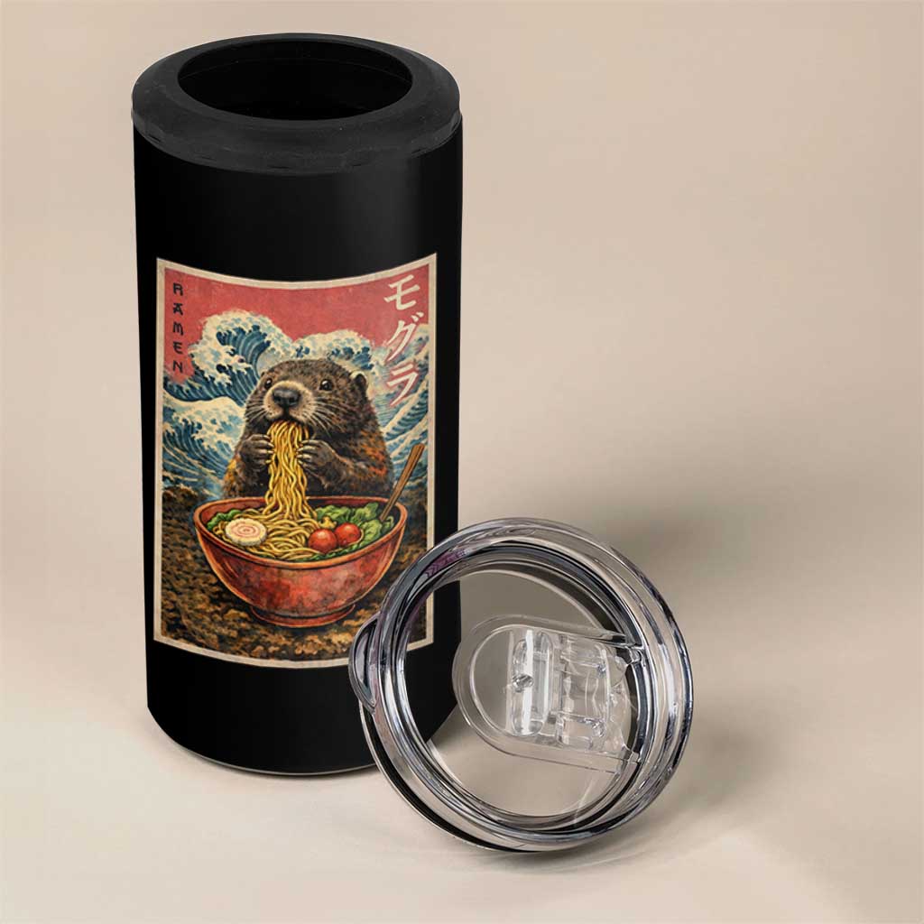 Japanese Groundhog Ramen Noodles 4 in 1 Can Cooler Tumbler Funny Kawaii Anime - Wonder Print Shop