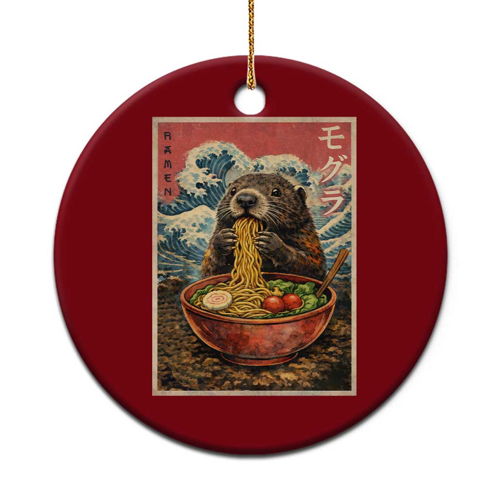 Japanese Groundhog Ramen Noodles Ceramic Ornament Funny Kawaii Anime - Wonder Print Shop