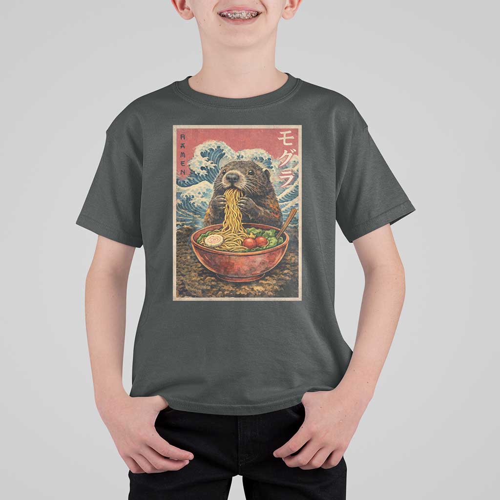Japanese Groundhog Ramen Noodles T Shirt For Kid Funny Kawaii Anime - Wonder Print Shop
