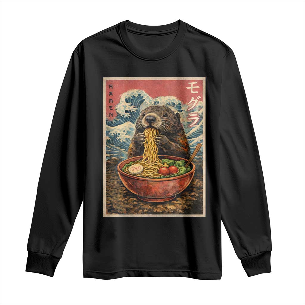 Japanese Groundhog Ramen Noodles Long Sleeve Shirt Funny Kawaii Anime - Wonder Print Shop