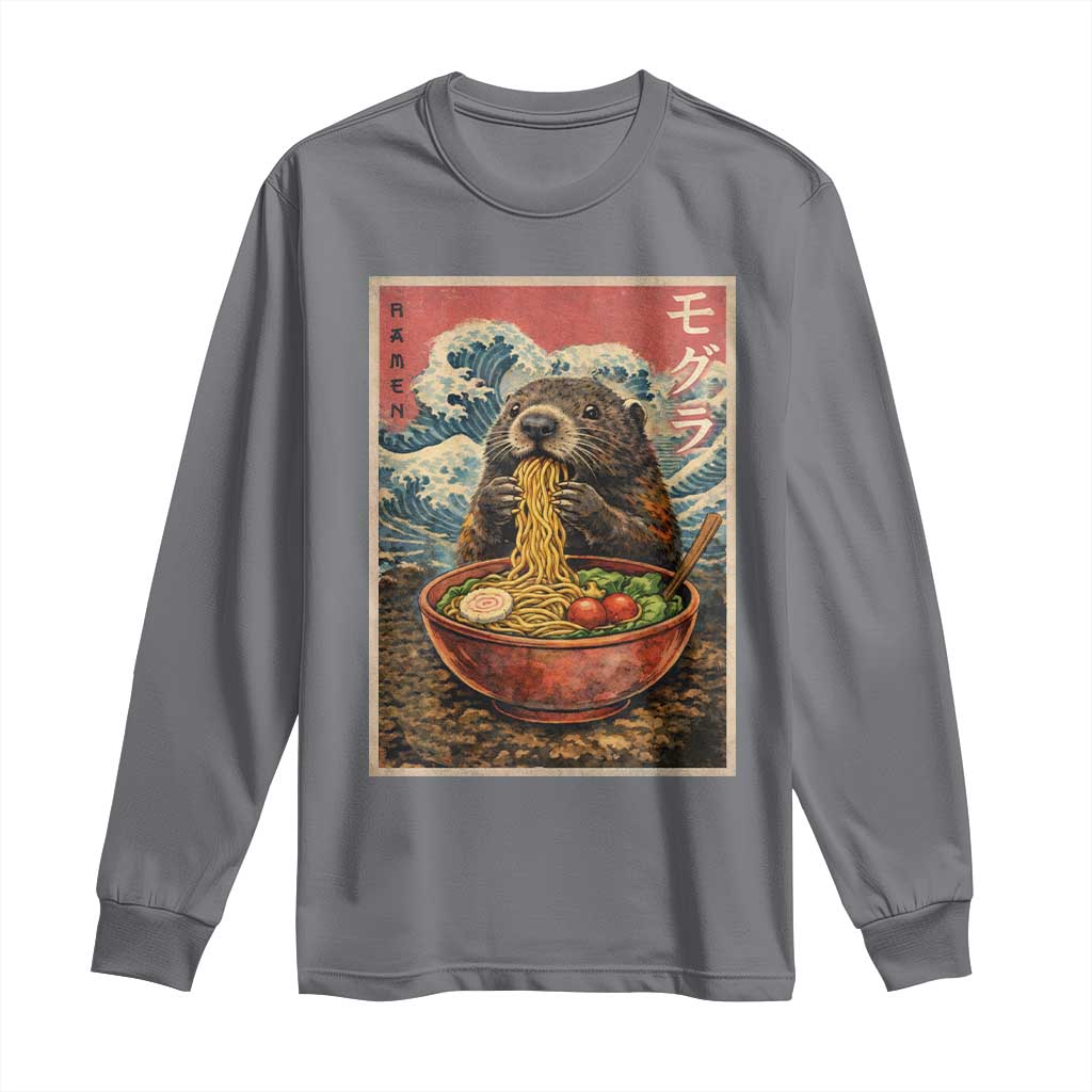 Japanese Groundhog Ramen Noodles Long Sleeve Shirt Funny Kawaii Anime - Wonder Print Shop