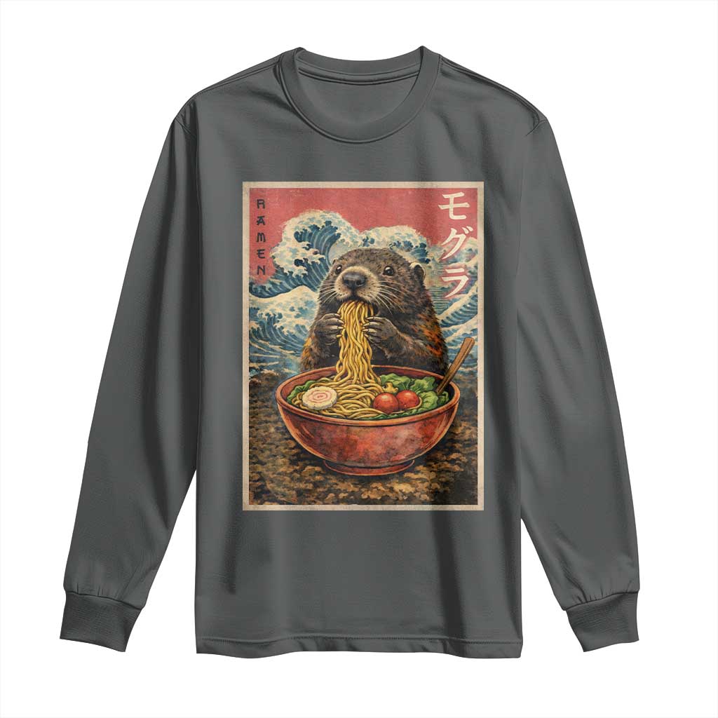 Japanese Groundhog Ramen Noodles Long Sleeve Shirt Funny Kawaii Anime - Wonder Print Shop